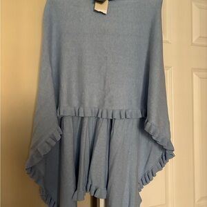 Light Blue Ruffled Poncho